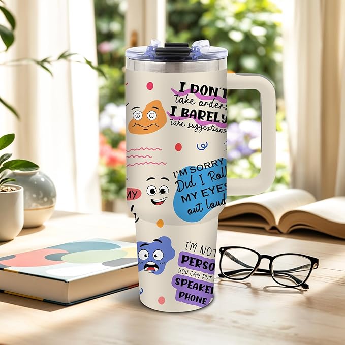 DUUV Mental Health Gifts for Women Men, 40 Oz Funny Tumbler with Handle and Lid, Funny Saying Cup for Work Office Coworkers, Encouragement Gifts for Birthday Christmas, 1PCS - Bloomnest