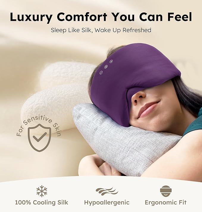 Luxury Bluetooth 5.4 Sleep Mask for Adults - Ice Fiber Cooling & HD Sound, 100% Light Blocking Adjustable Eye Cover for Travel & Side Sleepers - Soft Sleep Headphones with 10H Playtime - Bloomnest