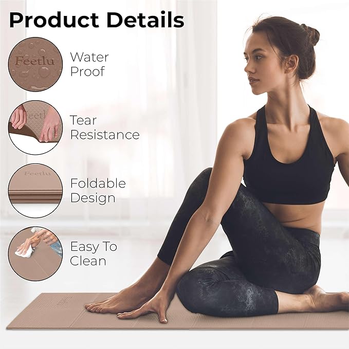 Foldable Yoga Mat, 6mm Thick, Lightweight, Anti-Slip, and Easy to Store – Perfect for Travel, Yoga, Pilates, Home Workouts, and Floor Exercises - Bloomnest