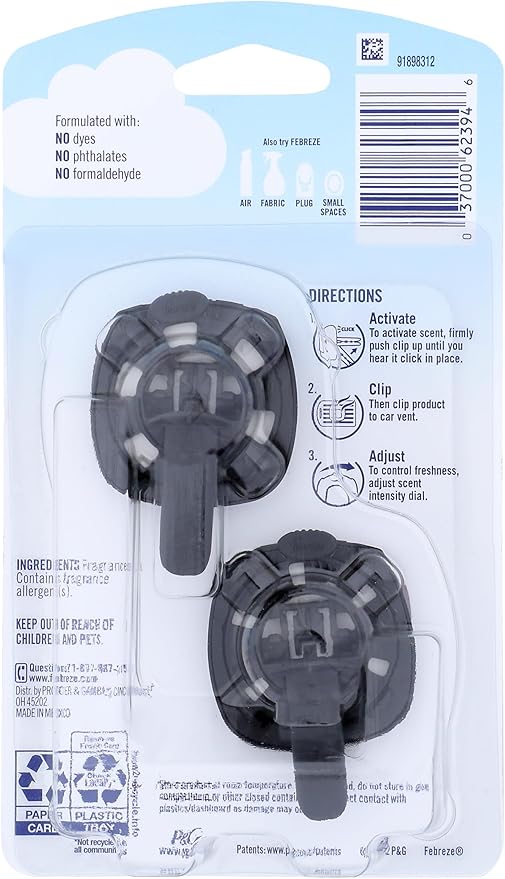 Febreze AUTO Air Freshener Vent Clip Ember, 07 oz. Car Vent Clip, Pack of 2 (EMBER) - Bloomnest