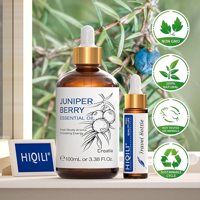 HIQILI 100ML Juniper Berry Essential Oil,100% Pure Natural Undiluted Premium - 3.38 Fl Oz - Bloomnest