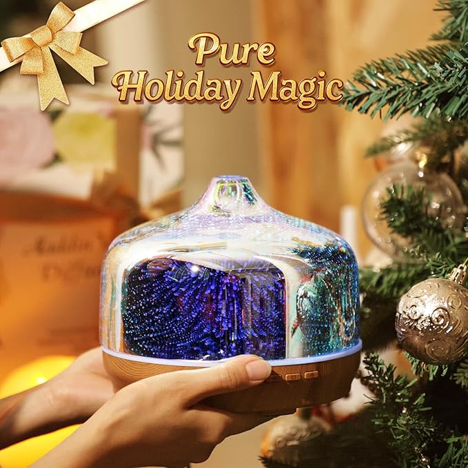 Porseme 500ml Glass Essential Oil Diffuser Aromatherapy Ultrasonic Cool Mist Humidifier 15-21 Running Hours Diffusers with Remote Control for Sleeping Yoga Office Working Spa and Rest - Bloomnest