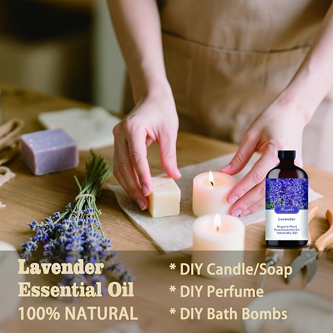 Lavender Essential Oil-Lavender Fragrance Oil 4.33oz (130ml)-100% Pure Natural Scent for Diffusers, Candles, Soap Making & Aromatherapy-Relaxing Home & Gift Essential Oil for Bath, Massage - Bloomnest
