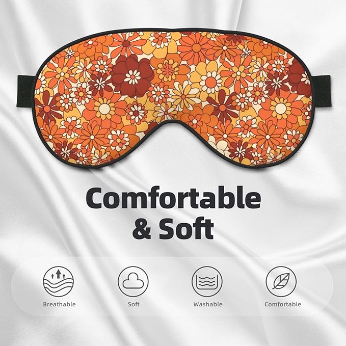 Sleep Eye Mask Vintage Boho Floral Hippie Flower Sleep Mask for Women Men Comfortable Eye Mask with Adjustable Strap Soft Eye Cover Blindfold for Travel Yoga Nap Shift Work - Bloomnest