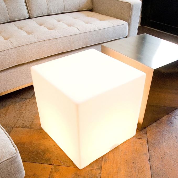 Mr.Go 20-inch LED Lighted Cube Table, Large LED Cube Chair Light, 16 RGB Colors Glowing Cube Seat w/Remote - Rechargeable - Waterproof - Home Outdoor Patio Pool Bar Stage Party Lighting Decoration - Bloomnest