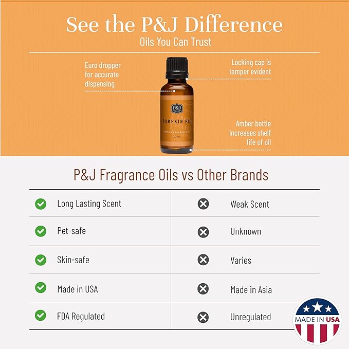 P&J Fragrance Oil Pumpkin Pie 30ml - Candle Scents, Soap Scents, Diffuser Oil Scents - Bloomnest