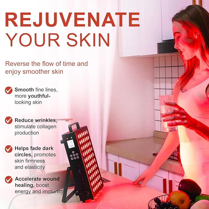 Red Light Therapy Panel, Clinical Grade Dual Chip with Near-Infrared Light 850nm 940nm 660nm 630nm High Power Panel for Pain Relief, Body, Face, Skin Health, Improve Sleep (BN-60) BONLIBRO