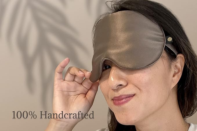 Premium Handcrafted 25 Momme Mulberry Silk Eye Mask for Sleeping (Chocolate) - Bloomnest