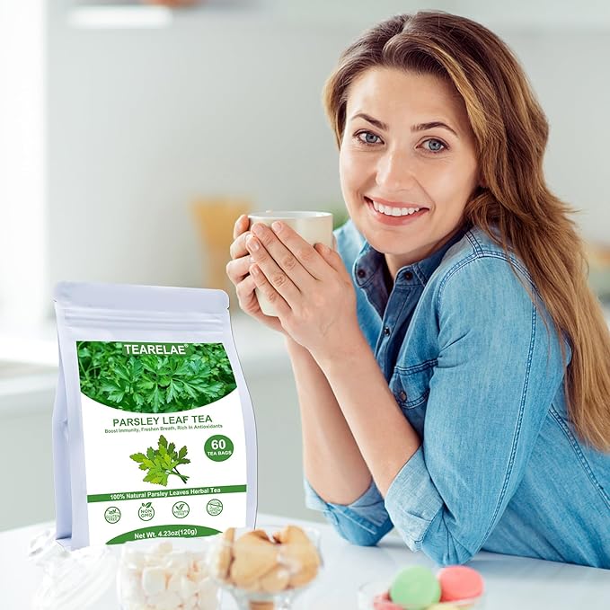 TEARELAE - Parsley Tea Bags - 60 Count - 100% Pure Natural Parsley Leaves - Boost Immunity, Freshen Breath - Non-GMO - Caffeine-Free - Bloomnest