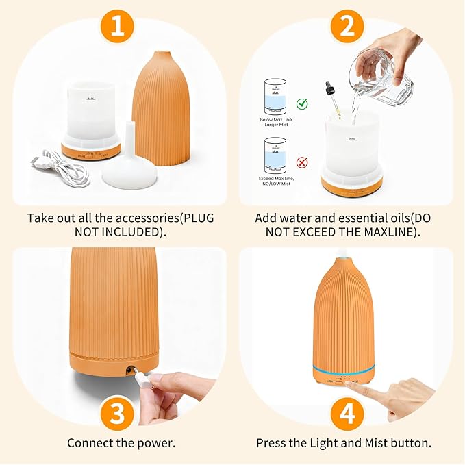 URPOWER 100ML Essential Oil Diffuser Ultrasonic Cool Mist Humidifier with 7 LED Lights, Timer & Auto-Off Quiet Aromatherapy Scent Diffuser for Home Bedroom Office Relaxation - Bloomnest