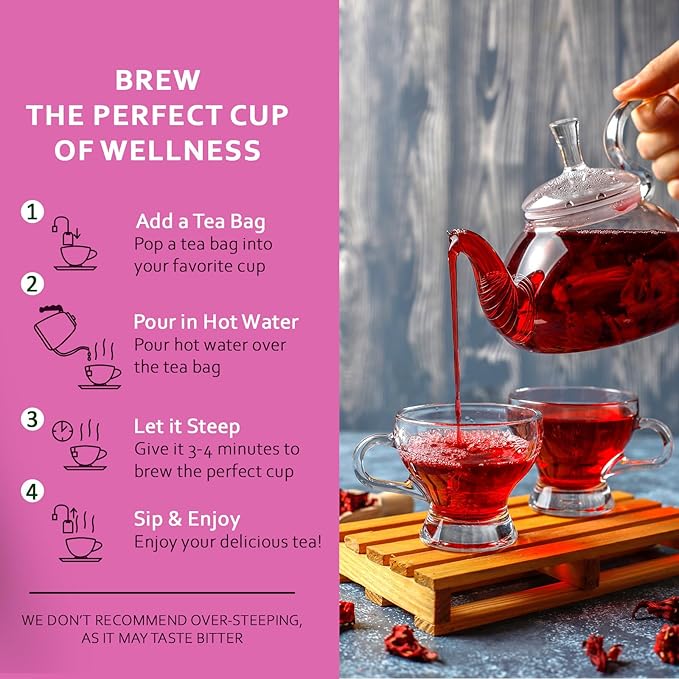 Life Plus Style Gourmet Pagoda Garden Rosehip Hibiscus Green Tea Organic Herbal Tea Caffeinated Hot or Iced Natural Ceylon Tea Antioxidants Supports Wellness 60 Tea Bags - Bloomnest