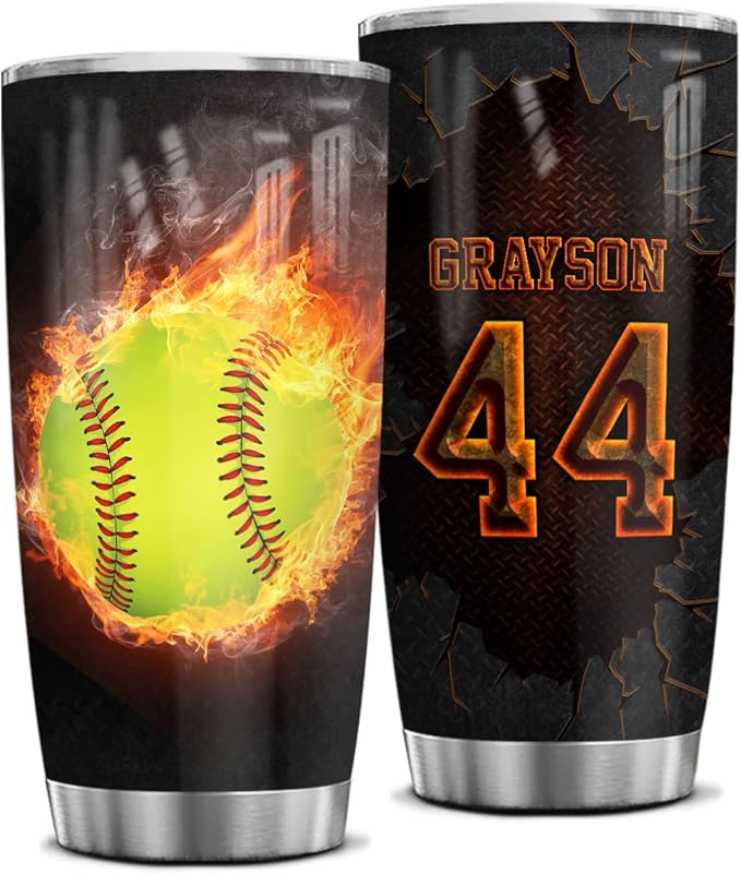Wassmin Personalized Softball Tumbler Sports Cups With Lids Gifts For Players Lovers Fan Coach Stainless Steel Insulated Tumblers 20oz 30oz Coffee Travel Mug Birthday Christmas Presents - Bloomnest