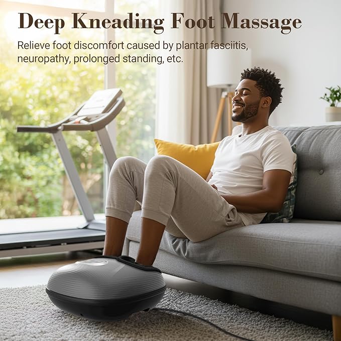 Foot Massager with Heat, FSA HSA Eligible Shiatsu Foot Massager Machine for Plantar Fasciitis, Adjustable Vibration & Pressure for Neuropathy Pain, Women Men Gifts, Fits Up to 12"(Gray) - Bloomnest
