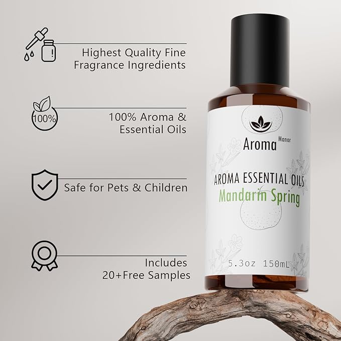 Hotel Diffuser Oil - Mandarin Spring Essential Oils for Scent Diffuser - Tangerine, Lime, Gardenia, Green Grass -Home Luxury Scents Aroma Fragrance for Home, Office - Bloomnest