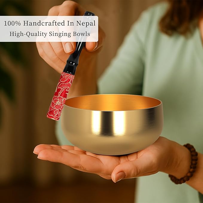 Tibetan Singing Bowl Set - 4" Handcrafted Meditation Sound Bowl for Yoga, Mindfulness Chakra Healing & Stress Relief | Complete Kit with Cushion & Mallet | Spiritual Gifts for Beginners (4 Inch) - Bloomnest