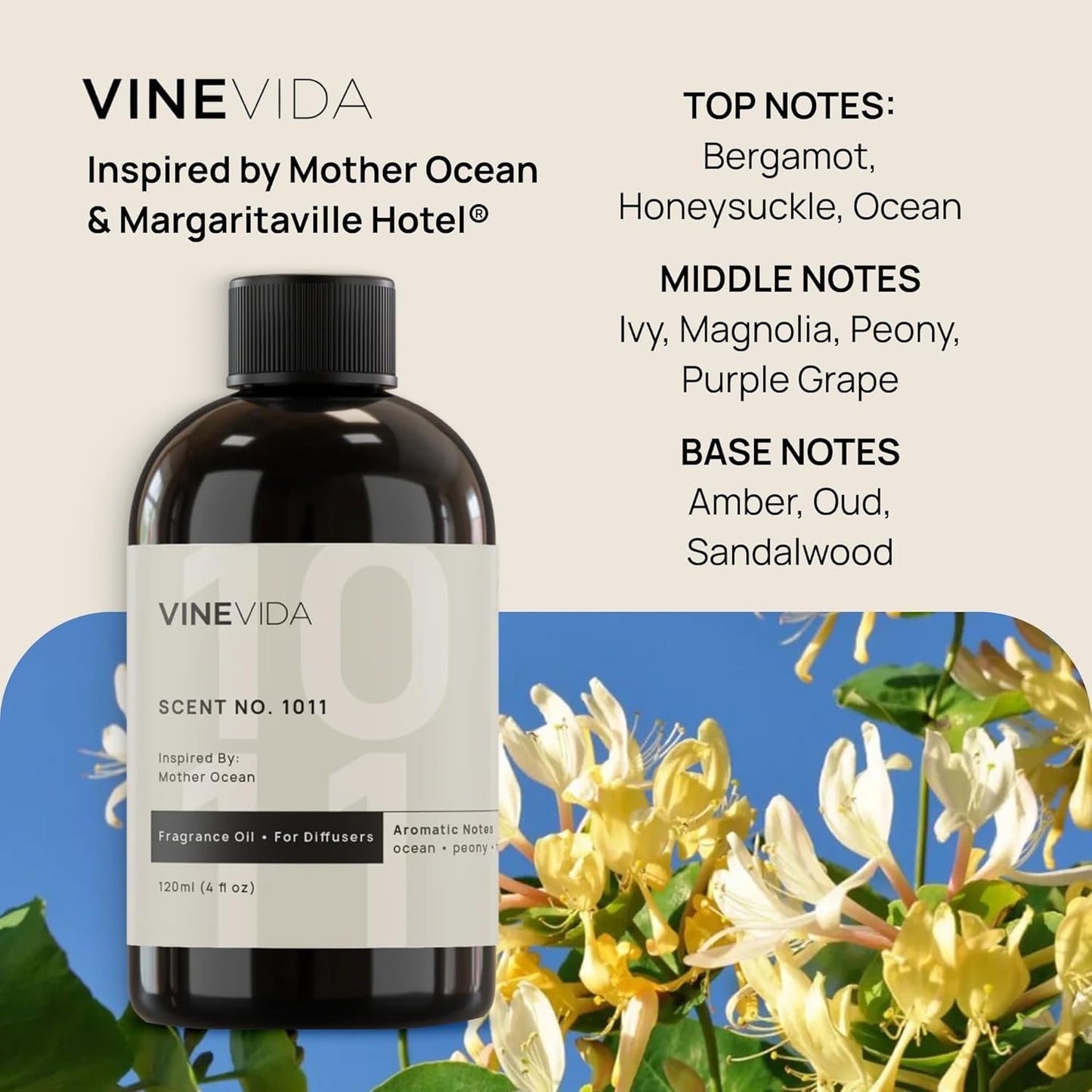 VINEVIDA (16oz) Hotel Fragrance Collection Diffuser Oil - Hotel Scents Diffusers for Home - Cold Air Diffuser Oil - Hotel Scent Essential Oil - Scent No.1011 Inspired by Mother Ocean