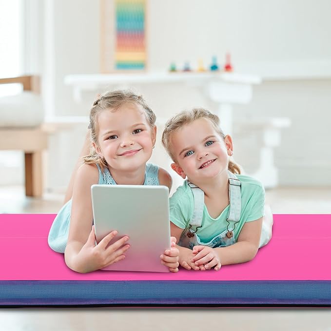 Giantex 4' x 4' Folding Gymnastics Mat with Carry Handles, Bio-Folding Tumbling Mat for Kids & Cheerleading - Bloomnest