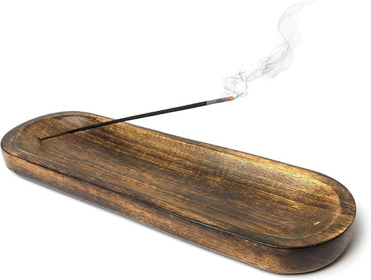 Bless-International Traditional-Handmade-Tray-Burner Wooden-Trat-Incense-Stick-Holder Ash-Catcher-Stand for-Aromatherapy-Meditation-Yoga (11x4x1.22 Inches) - Bloomnest