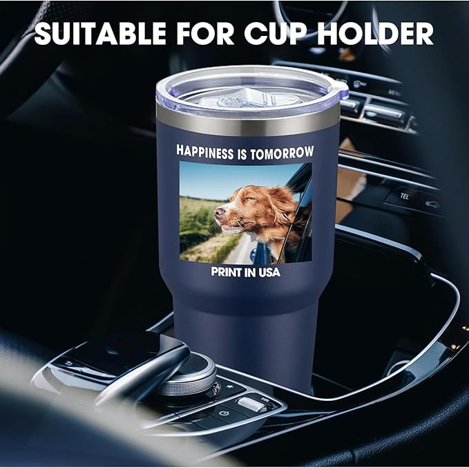 Personalized Custom Tumbler Print in USA 30oz Stainless Steel Coffee Cup with Lid & Straw Double Wall Insulated Tumbler with Colorful Text Logo Photo - Bloomnest