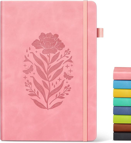 Lined Journal Notebook for Women, A5 Pink Hardcover Leather Journals for Writing, 200 Pages Thick Travel Daily Journal, College Ruled Notebook for Work School, Note Taking, Business 5.75'' X 8.38'' - Bloomnest