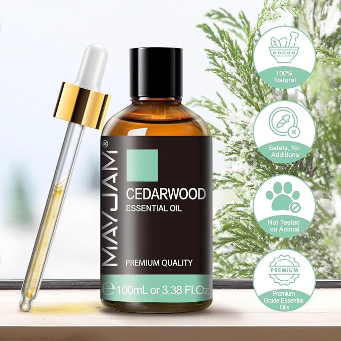 MAYJAM Cedarwood Essential Oil - Huge 3.38 Fl.oz - Premium Grade Essential Oils for Hair Care Home Diffusers Skin Care - Cedar Oil for Soap Making Scent - Bloomnest