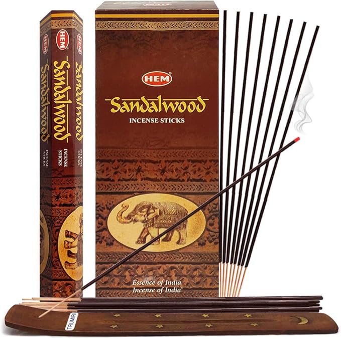 Sandalwood Incense Sticks and Incense Stick Holder Bundle Insence Insense Hem Incense Sticks TRUMIRI
