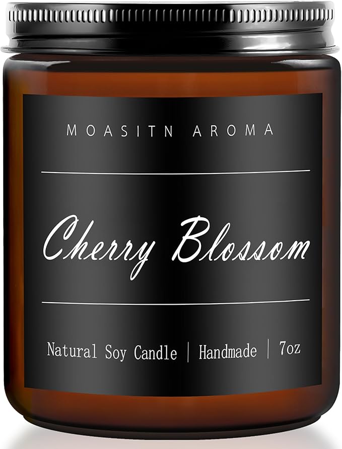 MOASITN Cherry Blossom Heavenly Scented Candles for Home| Natural Soy Aromatherapy Candle| Handmade Long Lasting Jar Candel| Women,Men Gift for Birthday,Housewarming,Thank You| 7oz - Bloomnest