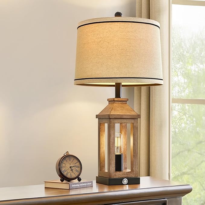 23.75" Farmhouse Table Lamps USB A+C Charging Ports 3-Way Dimmable Touch Control Lamp Nightlight Vintage Modern Lamp for Living Room Bedroom with 2 Light Sources - Bloomnest