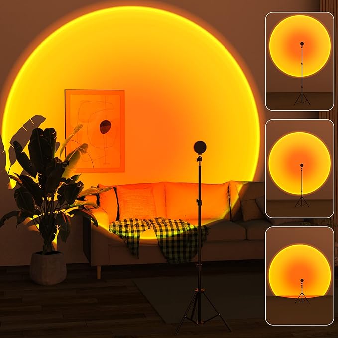 Balkwan Sunset Floor Lamp Projection 140cm Adjustable Stand Led Night Light 360 Degree Rotation Network Light with 3M USB Cable Floor Light for Living Room Bedroom - Bloomnest