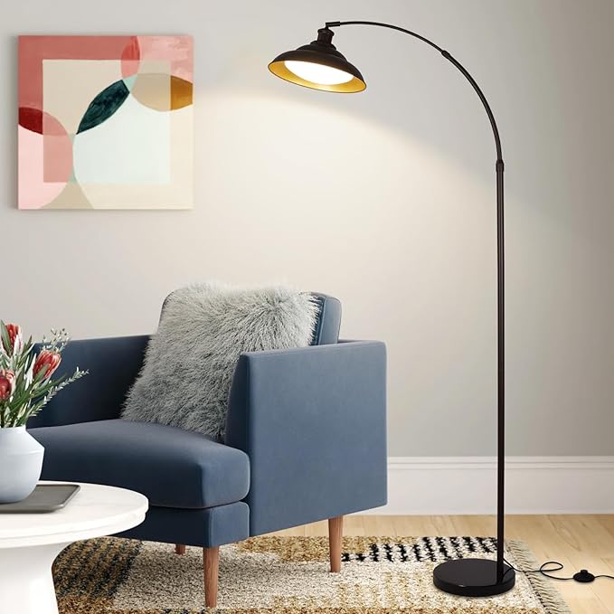 Arc Floor Lamp, Dimmable Dome Floor Lamp with Remote & Foot Switch, Modern Standing Lamp 3000-6500K 25W Integrated LED Bulb, Bronze Tall Lamp Over Couch Lamps for Living Room Bedroom Offices(Bronze) - Bloomnest