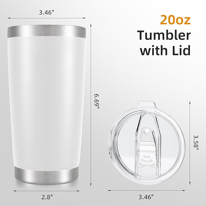 20 oz Tumbler with Lid Stainless Steel Insulated Tumblers Double Wall Vacuum Coffee Mug Powder Coated Tumbler Cups for Cold and Hot Drinks, White, 1 pack - Bloomnest