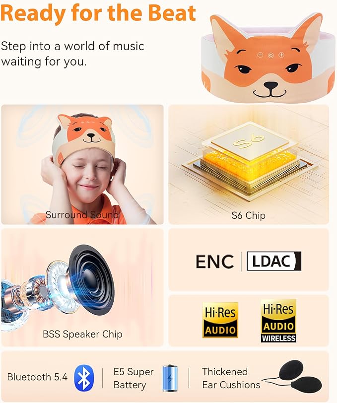 MUSICOZY Sleep Headphones Mask Headband Headphones Masks Bluetooth 5.4 Sleep Mask for kids Wireless Earphones Masks Sleeping Eyemask for Travel - Bloomnest