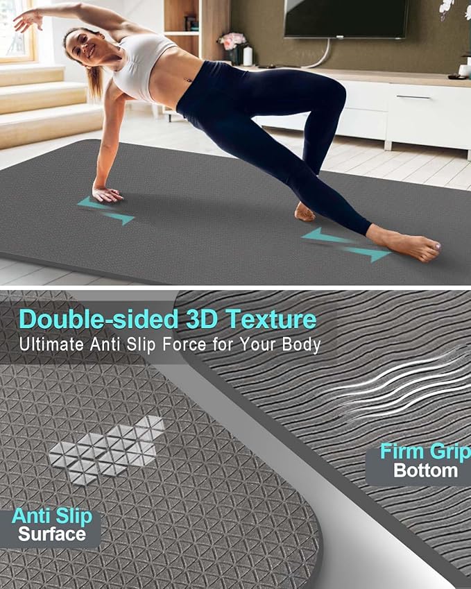 Extra Long & Wide Thick Yoga Mat for Tall Men & Women, 84'' x 32'' x 7mm Oversized Yoga Mat Double-Sided Non Slip, Pro TPE Yoga Mats with Strap - Bloomnest