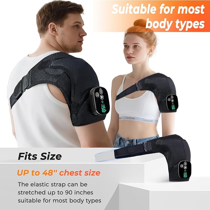 Shoulder Massage with Heating Pad, Cordless Heated Wrap with Vibration, Electric Brace for Shoulder Comfort and Neck Relaxation, Gift for Men and Women - Bloomnest
