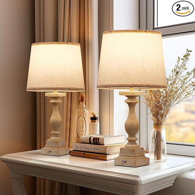 Touch Lamps for Bedroom Set of 2,Bed-Side Table Lamps with 2 USB Ports, Bedroom Lamps with 3-Way Dimmable,23" Tall Table Lamps for Living Room/Night-Stand, Bonus 2 Bulbs - Bloomnest