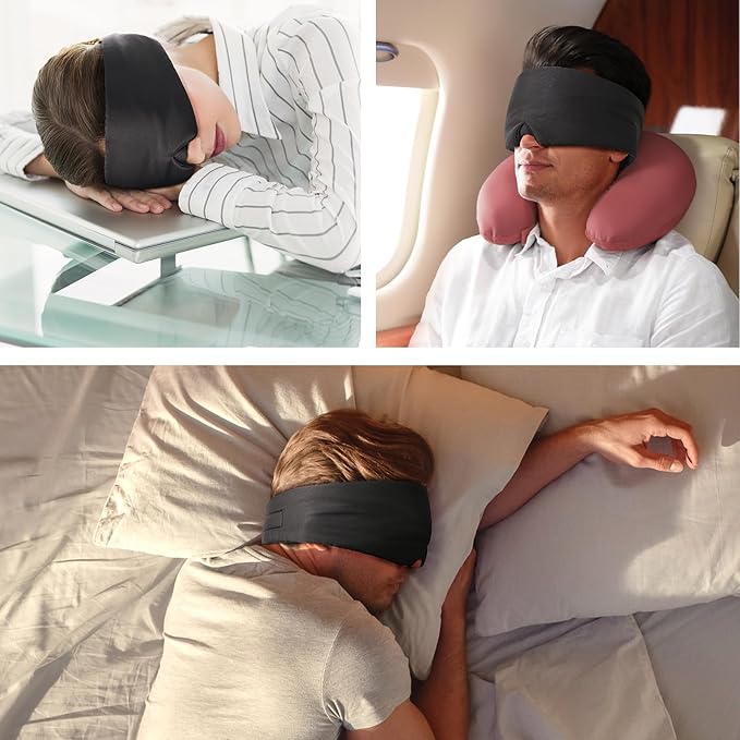 Umisleep Soft Sleep Mask, Blackout Eye Mask for Side Sleepers, Women Men Sleeping Mask, Anti-Wrinkle & Softer Than Real Mulberry Silk Eye Cover, Satin Blindfold with Adjustable Band, Black - Bloomnest