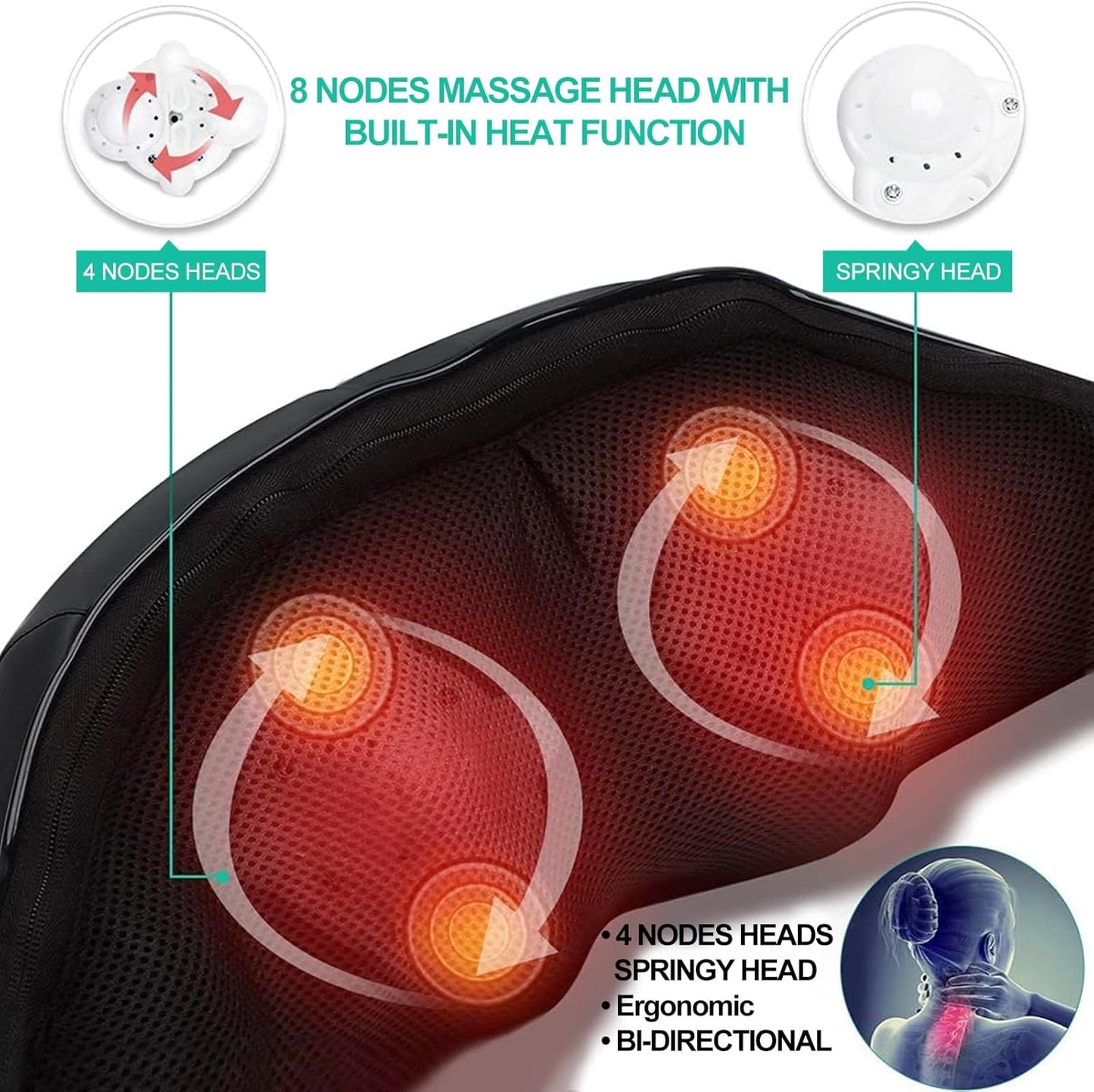Medcursor Neck Massager, Portable Electric Neck and Back Massager with Heat, Deep Tissue 3D Kneading Pillow for Muscle Pain Relief, Ideal Father’s Day Gift, Not Cordless
