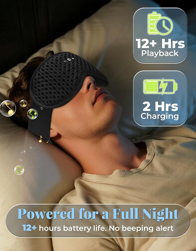 Adjustable 3D Contoured Sleep Mask with Bluetooth Headphones, Eye Masks for Sleeping, Wireless Sleeping Headphones for Men, Women, Cool Gadget Gift - Bloomnest