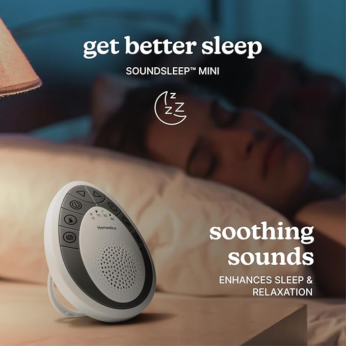 Homedics Rejuvenate Traveler White Noise Sound Machine, Portable Sound Machine with 4 Relaxing Sounds for Travel, Home, Nursery and Office, Auto Off Timer - Bloomnest