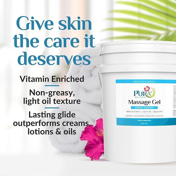 Wellness Professional Arnica Therapy 5 Gallon Massage Gel, Arnica Gel for Bruising, Olive Oil, Arnica Extract, Unscented, Hypoallergenic, Natural, Skin Moisturizing, Hydrating, Deep Tissue - Bloomnest