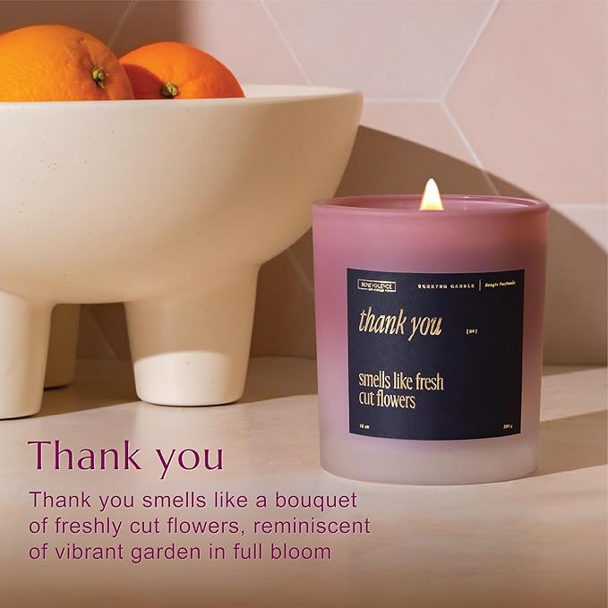 Benevolence LA Thank You Scented Candles | 10 oz, 40-50 Hour Burn, Thank You Gifts for Women, Men Coworkers | Appreciation Gifts for Best Friend | Fall Candles - Smells Like Fresh Cut Flowers - Bloomnest