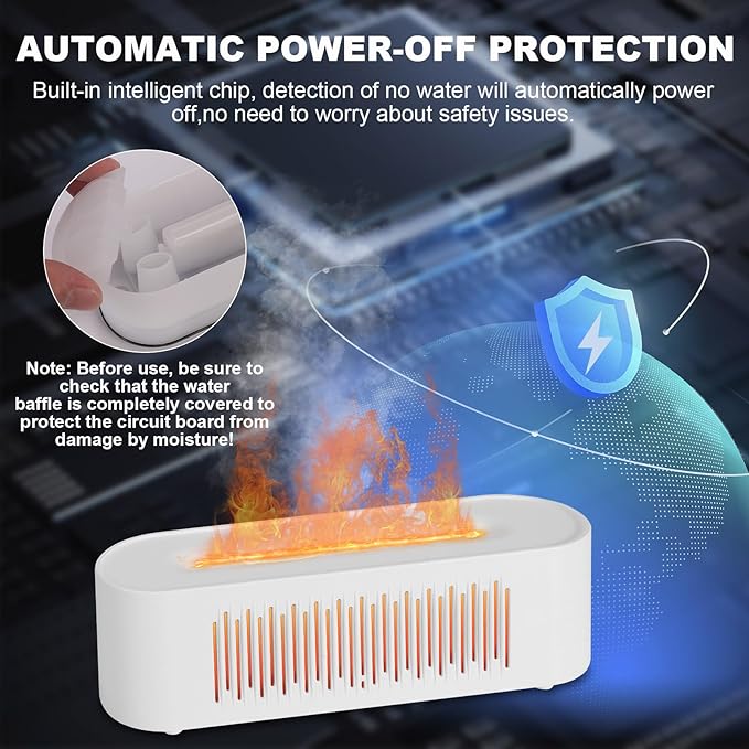 Volcano Humidifier Flame Fire Diffuser: 260ml Super Quiet Essential Oil Diffuser 7 Colors Changed Flame Light Spray Aromatherapy Humidifier 2/4/6H Timer Auto Shut Off for Bedroom,Gift (White) MINGPINHUIUSFeatured