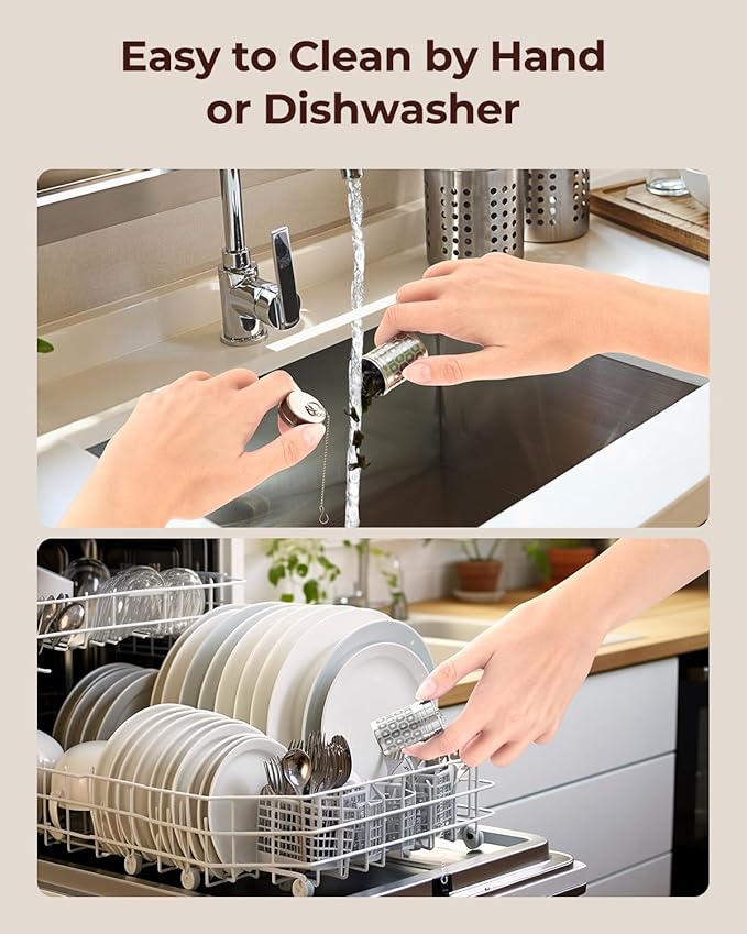 Reinmoson Mini Tea Strainers for Loose Tea, Extra Fine Mesh Tea Infuser, 304 Stainless Steel & Updated Slim Threaded Lid, Loose Leaf Tea Steeper for Black Tea, Rooibos, etc