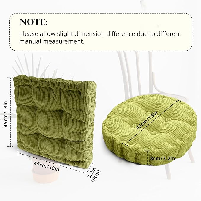 Meditation Floor Pillow 2 Pack Large Square and Round Floor Cushions for Adults Blue Corduroy Floor Seat Pillows Cushion for Living Room Balcony Tatami Yoga,18x18 Inch - Bloomnest