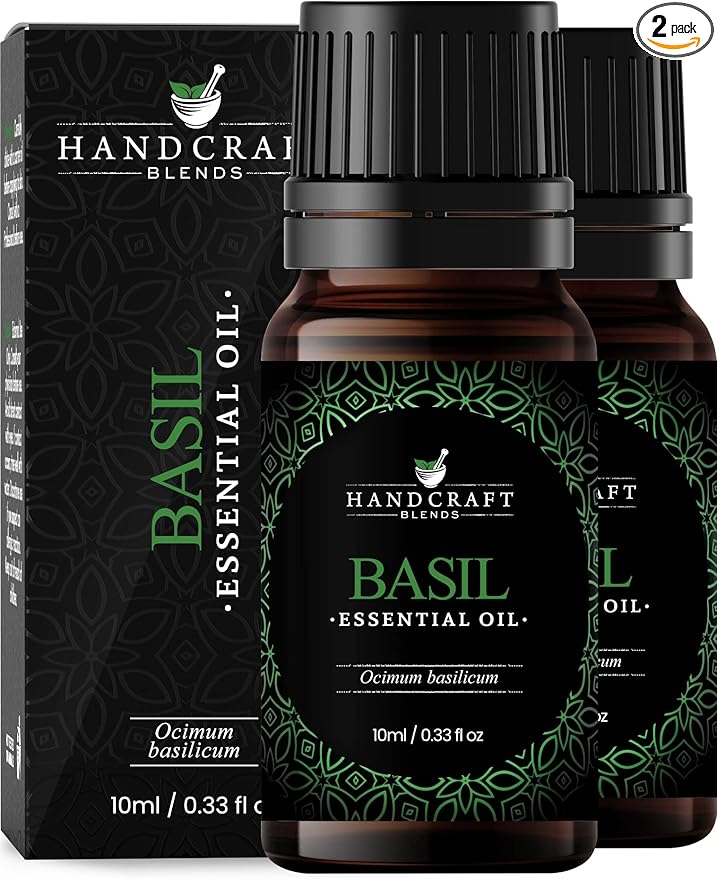 Handcraft Blends Basil Essential Oil – 0.33 Fl Oz – Pack of 2 – 100% Pure and Natural – Premium Grade Essential Oil for Diffuser and Aromatherapy, Skin, Massage, Candle and Soap Making Fragrance - Bloomnest