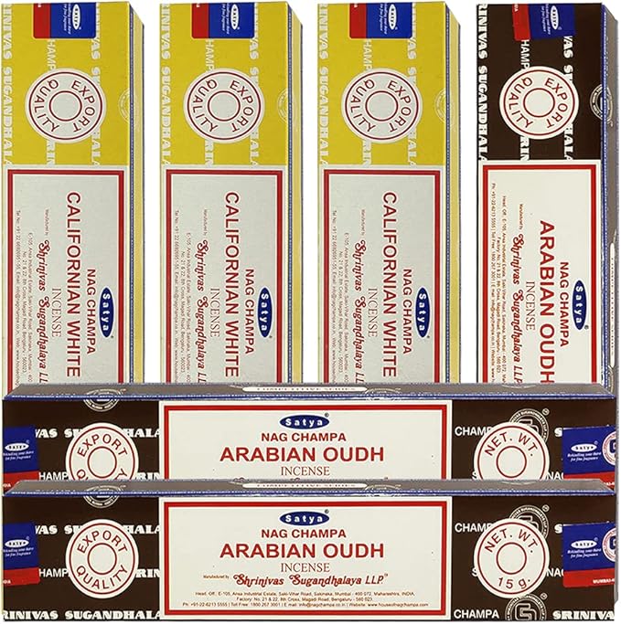 White Sage Arabian Oudh Incense Sticks & Holder Bundle Variety Pack from House of Nag Champa Incense Sticks and Trumiri TRUMIRI