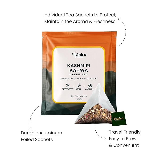 Teaniru, Assorted Tea Sampler Pack - 8 Exotic Wellness Flavors | Individually Wrapped in Pyramid Tea Bags | 100% Natural Ingredients - Pure Leaf Tea | Tea Variety Pack - Bloomnest