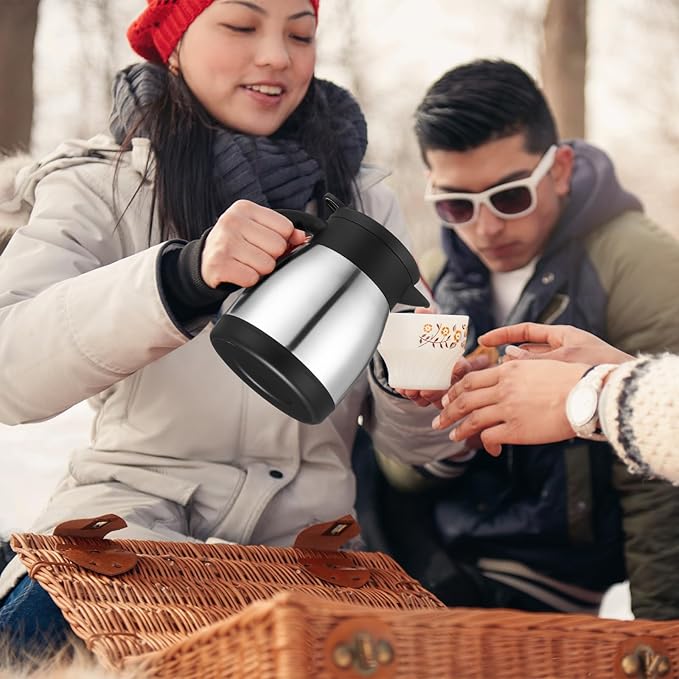 Norme 2 Pcs Thermal Coffee Carafe Insulated Stainless Steel Coffee Carafe for Hot Liquid Vacuum Thermal Pot Creamer Pitcher Dispenser with Brushes Keeping Hot Water Milk(Silver,17 oz) - Bloomnest