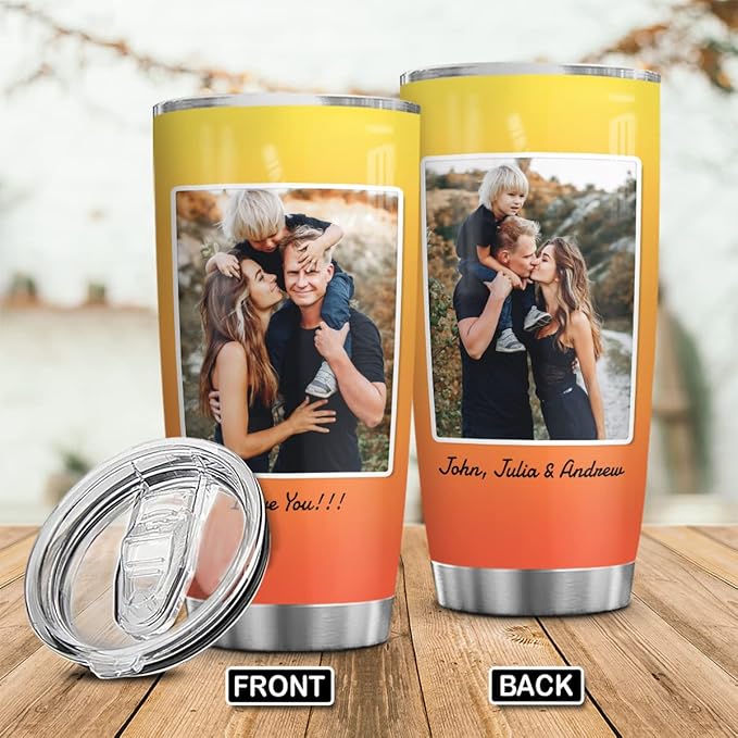 Wassmin Personalized Tumbler Customized Tumblers With Picture Text Stainless Steel 20oz 30oz Insulated Travel Cup with Pictures Photos Gifts For Couple Family Men Women Wife Husband - Bloomnest