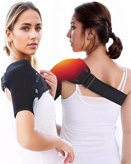 Shoulder Heating Pad - 3-Temperature USB Rechargeable, Adjustable Heat Wrap for Men & Women, Portable Cordless Shoulder Warmer (1 Pce Black-New) - Bloomnest